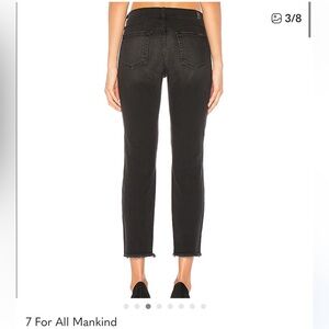 7 for All Mankind ‘Roxanne’ Jeans with Frayed hem in Black Onyx, size 25.